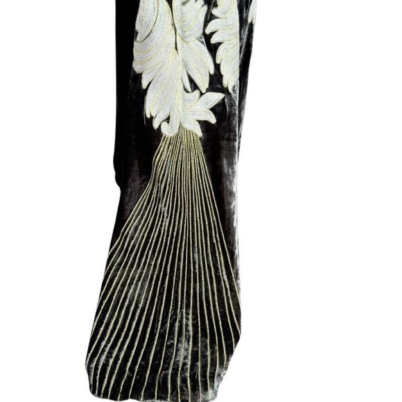 RARE Chasing Unicorns Movin’ Moving On Up Silk Velvet Jacket Olive Green Large - Picture 10 of 14